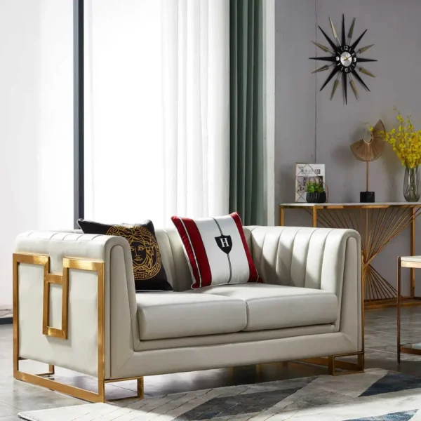Latest Metal Base Sofa Set Design with Metal Work on Arm Side. at Best Price