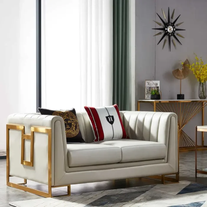 Latest Metal Base Sofa Set Design with Metal Work on Arm Side. at Best Price