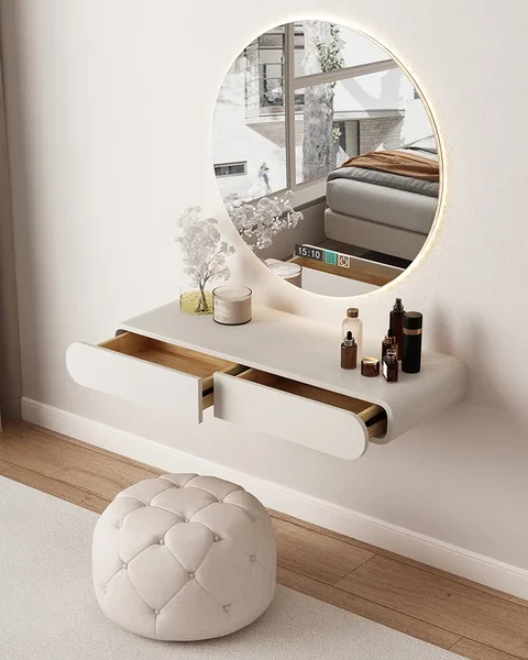 Modern Wall Hanging Dressing Table With Beautiful Round Mirror..