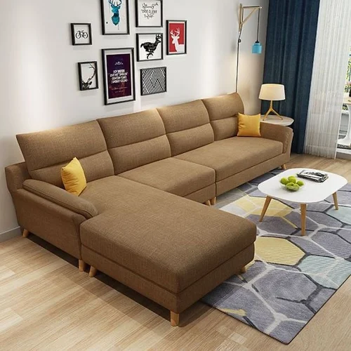 Beautiful L-Shape Sofa Set Design With Modern Cushion Work.