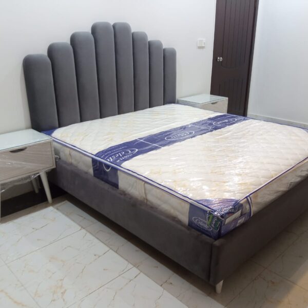 Beautiful Fabricated Bed Crown Shape With Gray & white theme.