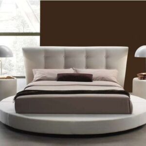 Low Profile Round Bed Design With Beautiful Round Side Table.