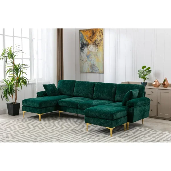 U-shape Sofa With Beautiful Texture Green Color Scheme & theme