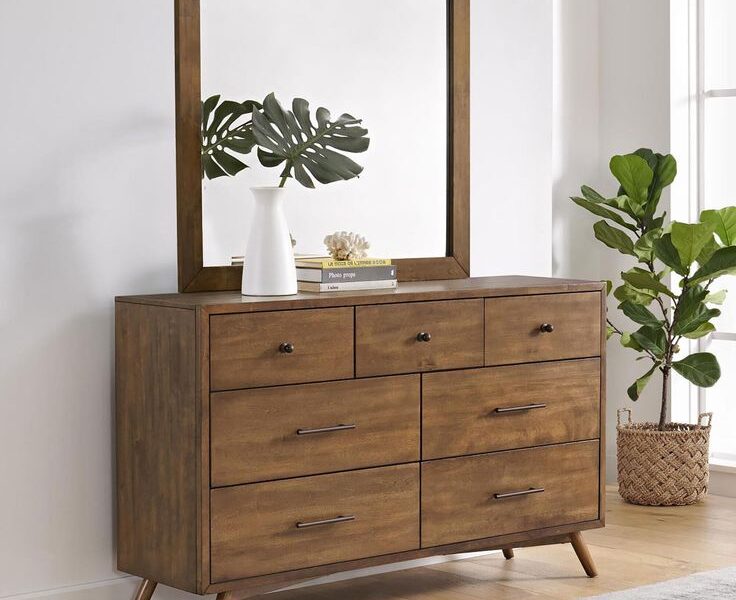 Simple Wooden Design Dressing Table With Natural Walnut Polish Work.