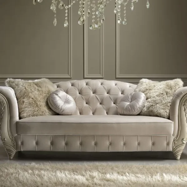 Classy Elegant Drawing Room Sofa Set With Tufting Cushion Work
