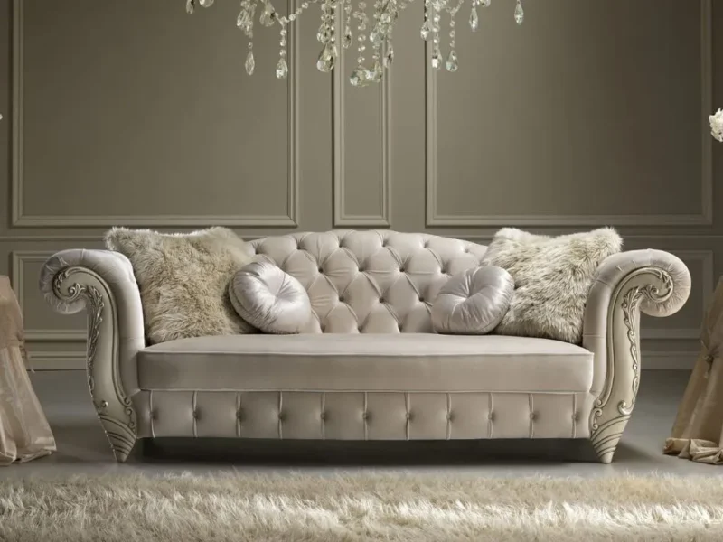 Classy Elegant Drawing Room Sofa Set With Tufting Cushion Work