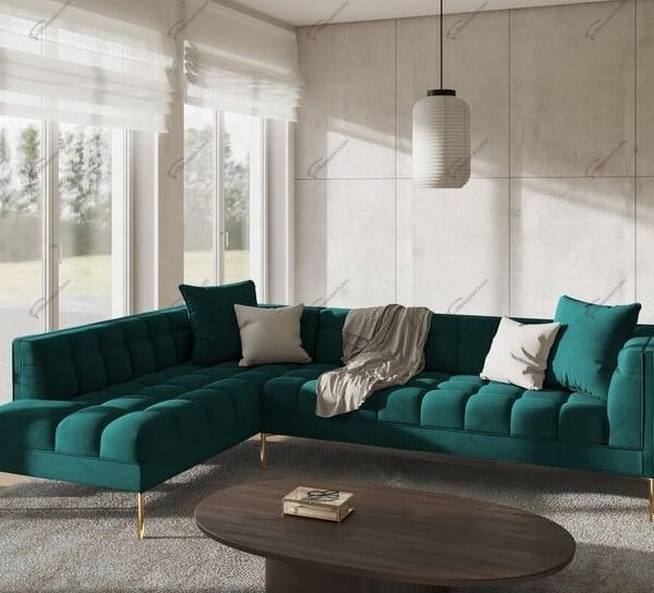 L-shape Sofa Set With Beautiful Box Design on Seats theme.