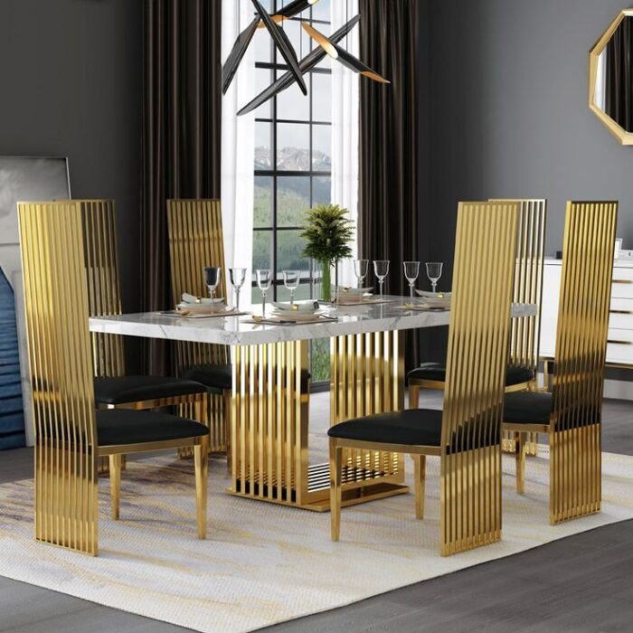 Dining Table With Latest Design Strip Electroplating Chairs & Dining Based