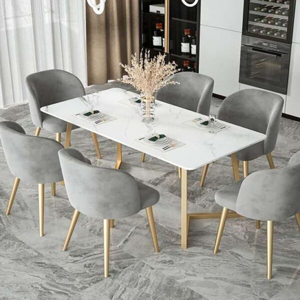 Modern Design Dining With Metal Golden Based With Acrylic Top.