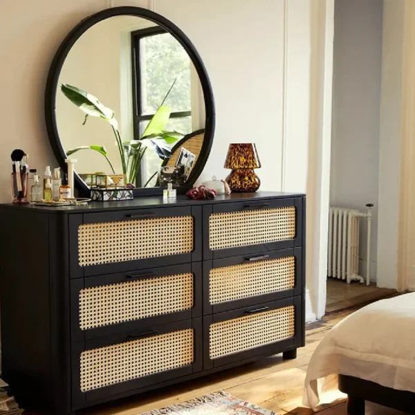 Beautiful Classy Rattan Bed With Elegant theme Side Table Work.