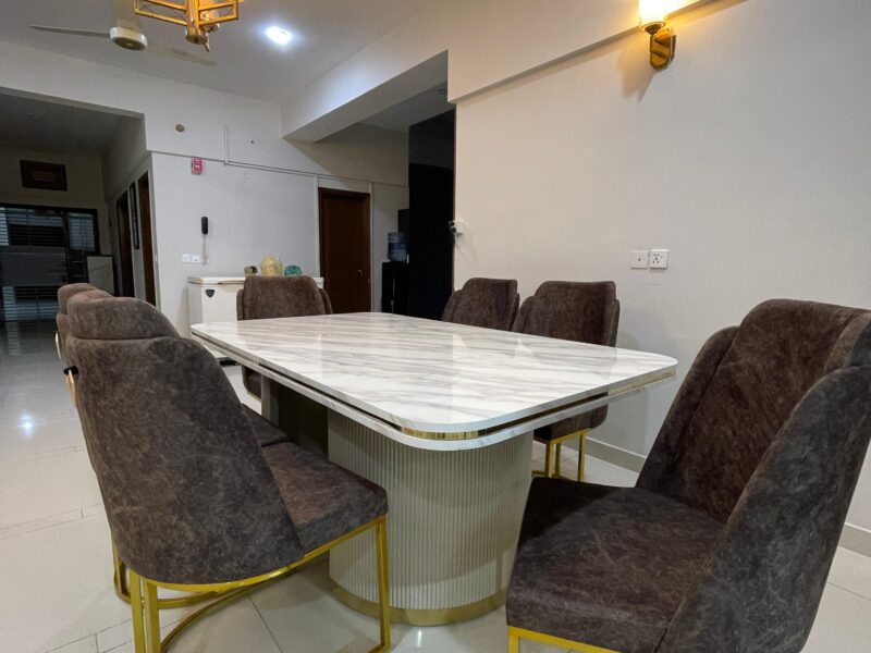 Latest Elegant Dining table With Classy Chairs & Marble Top theme