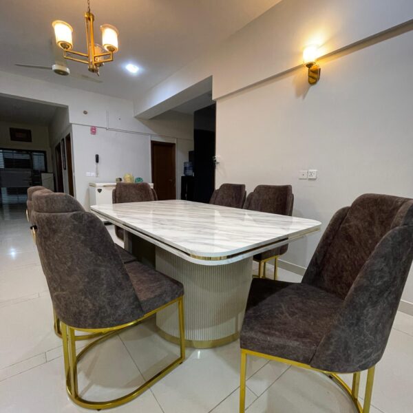 Latest Elegant Dining table With Classy Chairs & Marble Top theme